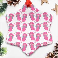 Flip Flops Flower Star Sakura Pink Snowflake Ornament (two Sides) by Mariart