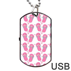 Flip Flops Flower Star Sakura Pink Dog Tag Usb Flash (two Sides) by Mariart