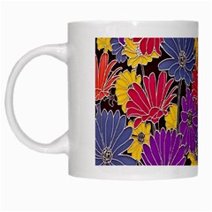 Colorful Floral Pattern Background White Mugs by Nexatart