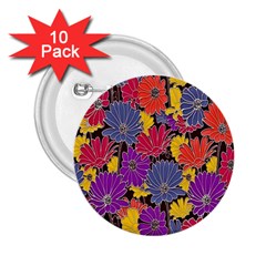 Colorful Floral Pattern Background 2 25  Buttons (10 Pack)  by Nexatart