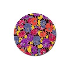 Colorful Floral Pattern Background Magnet 3  (round) by Nexatart