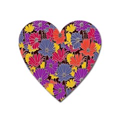 Colorful Floral Pattern Background Heart Magnet by Nexatart