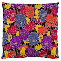 Colorful Floral Pattern Background Large Cushion Case (one Side) by Nexatart