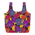 Colorful Floral Pattern Background Full Print Recycle Bags (L)  Front