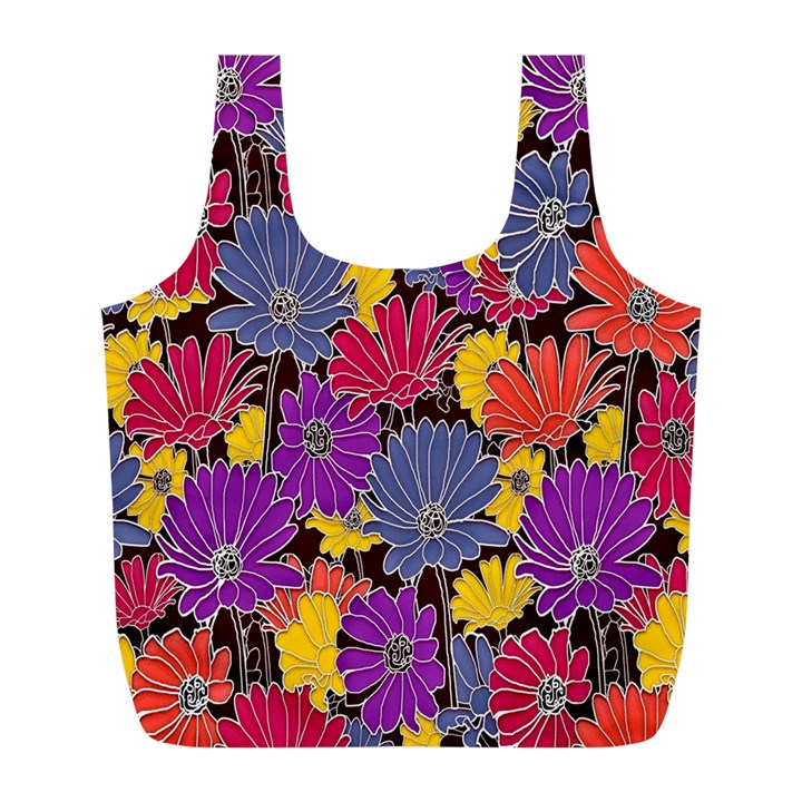 Colorful Floral Pattern Background Full Print Recycle Bags (L) 