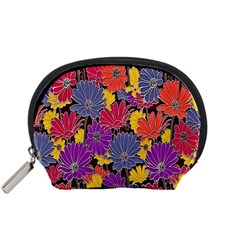 Colorful Floral Pattern Background Accessory Pouches (small)  by Nexatart