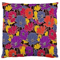 Colorful Floral Pattern Background Large Flano Cushion Case (two Sides) by Nexatart