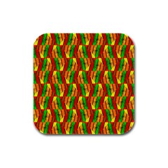 Colorful Wooden Background Pattern Rubber Square Coaster (4 pack) 