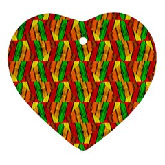 Colorful Wooden Background Pattern Heart Ornament (Two Sides)