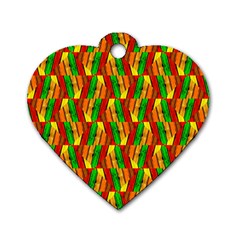 Colorful Wooden Background Pattern Dog Tag Heart (Two Sides)