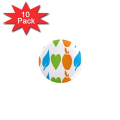 Fruit Apple Orange Green Blue 1  Mini Magnet (10 Pack) 