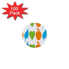 Fruit Apple Orange Green Blue 1  Mini Buttons (100 Pack)  by Mariart