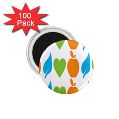 Fruit Apple Orange Green Blue 1 75  Magnets (100 Pack)  by Mariart