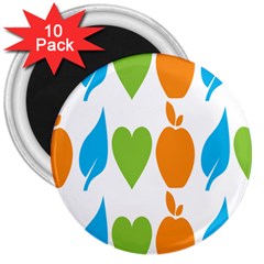 Fruit Apple Orange Green Blue 3  Magnets (10 Pack)  by Mariart