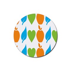 Fruit Apple Orange Green Blue Rubber Round Coaster (4 Pack)  by Mariart