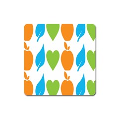 Fruit Apple Orange Green Blue Square Magnet by Mariart