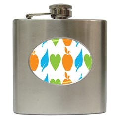 Fruit Apple Orange Green Blue Hip Flask (6 Oz) by Mariart