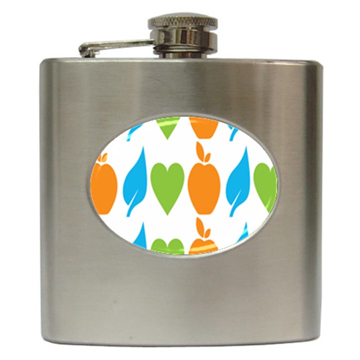 Fruit Apple Orange Green Blue Hip Flask (6 oz)