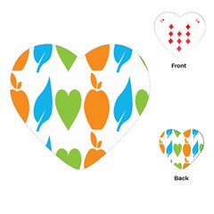 Fruit Apple Orange Green Blue Playing Cards (heart)  by Mariart