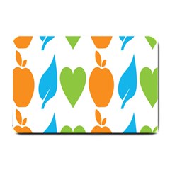 Fruit Apple Orange Green Blue Small Doormat  by Mariart