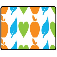 Fruit Apple Orange Green Blue Fleece Blanket (medium)  by Mariart