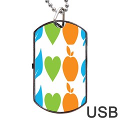 Fruit Apple Orange Green Blue Dog Tag Usb Flash (two Sides) by Mariart