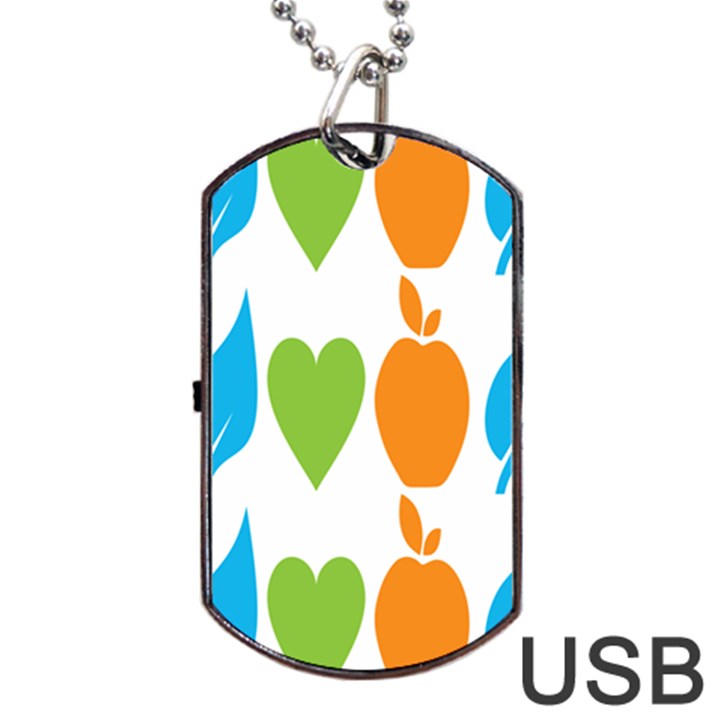 Fruit Apple Orange Green Blue Dog Tag USB Flash (Two Sides)