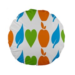 Fruit Apple Orange Green Blue Standard 15  Premium Round Cushions by Mariart