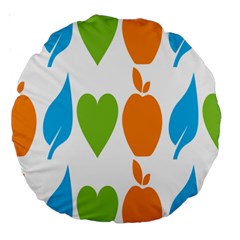 Fruit Apple Orange Green Blue Large 18  Premium Round Cushions by Mariart