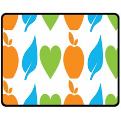 Fruit Apple Orange Green Blue Double Sided Fleece Blanket (medium)  by Mariart