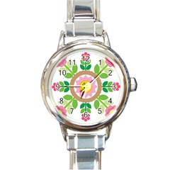 Flower Floral Sunflower Sakura Star Leaf Round Italian Charm Watch by Mariart