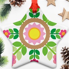 Flower Floral Sunflower Sakura Star Leaf Ornament (star) by Mariart