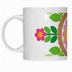 Flower Floral Sunflower Sakura Star Leaf White Mugs by Mariart