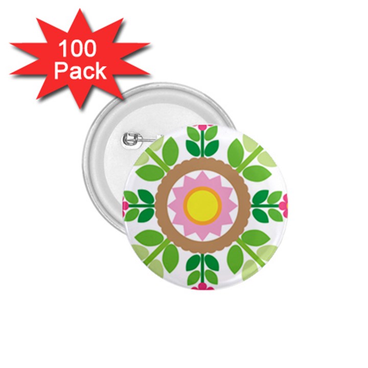 Flower Floral Sunflower Sakura Star Leaf 1.75  Buttons (100 pack) 