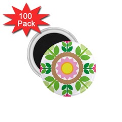 Flower Floral Sunflower Sakura Star Leaf 1 75  Magnets (100 Pack)  by Mariart