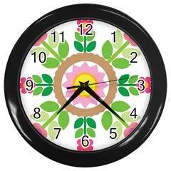 Flower Floral Sunflower Sakura Star Leaf Wall Clocks (black) by Mariart