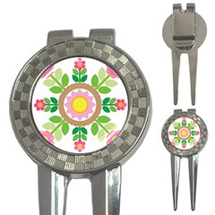 Flower Floral Sunflower Sakura Star Leaf 3-in-1 Golf Divots