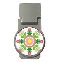 Flower Floral Sunflower Sakura Star Leaf Money Clips (round)  by Mariart