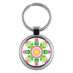 Flower Floral Sunflower Sakura Star Leaf Key Chains (round)  by Mariart