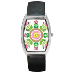 Flower Floral Sunflower Sakura Star Leaf Barrel Style Metal Watch by Mariart