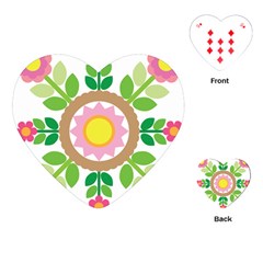 Flower Floral Sunflower Sakura Star Leaf Playing Cards (heart)  by Mariart