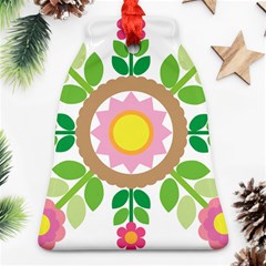 Flower Floral Sunflower Sakura Star Leaf Ornament (bell) by Mariart