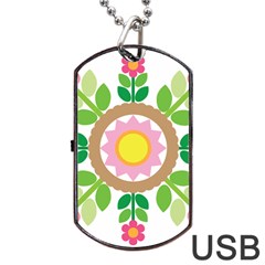 Flower Floral Sunflower Sakura Star Leaf Dog Tag Usb Flash (two Sides) by Mariart