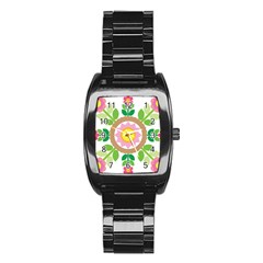 Flower Floral Sunflower Sakura Star Leaf Stainless Steel Barrel Watch by Mariart