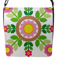 Flower Floral Sunflower Sakura Star Leaf Flap Messenger Bag (s) by Mariart