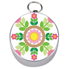 Flower Floral Sunflower Sakura Star Leaf Silver Compasses by Mariart