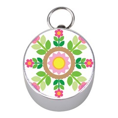 Flower Floral Sunflower Sakura Star Leaf Mini Silver Compasses by Mariart