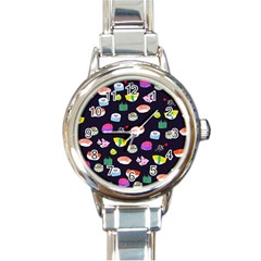 Japanese Food Sushi Fish Round Italian Charm Watch