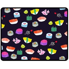 Japanese Food Sushi Fish Fleece Blanket (medium)  by Mariart