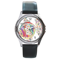 Colorful Fish Animals Rainbow Round Metal Watch by Mariart